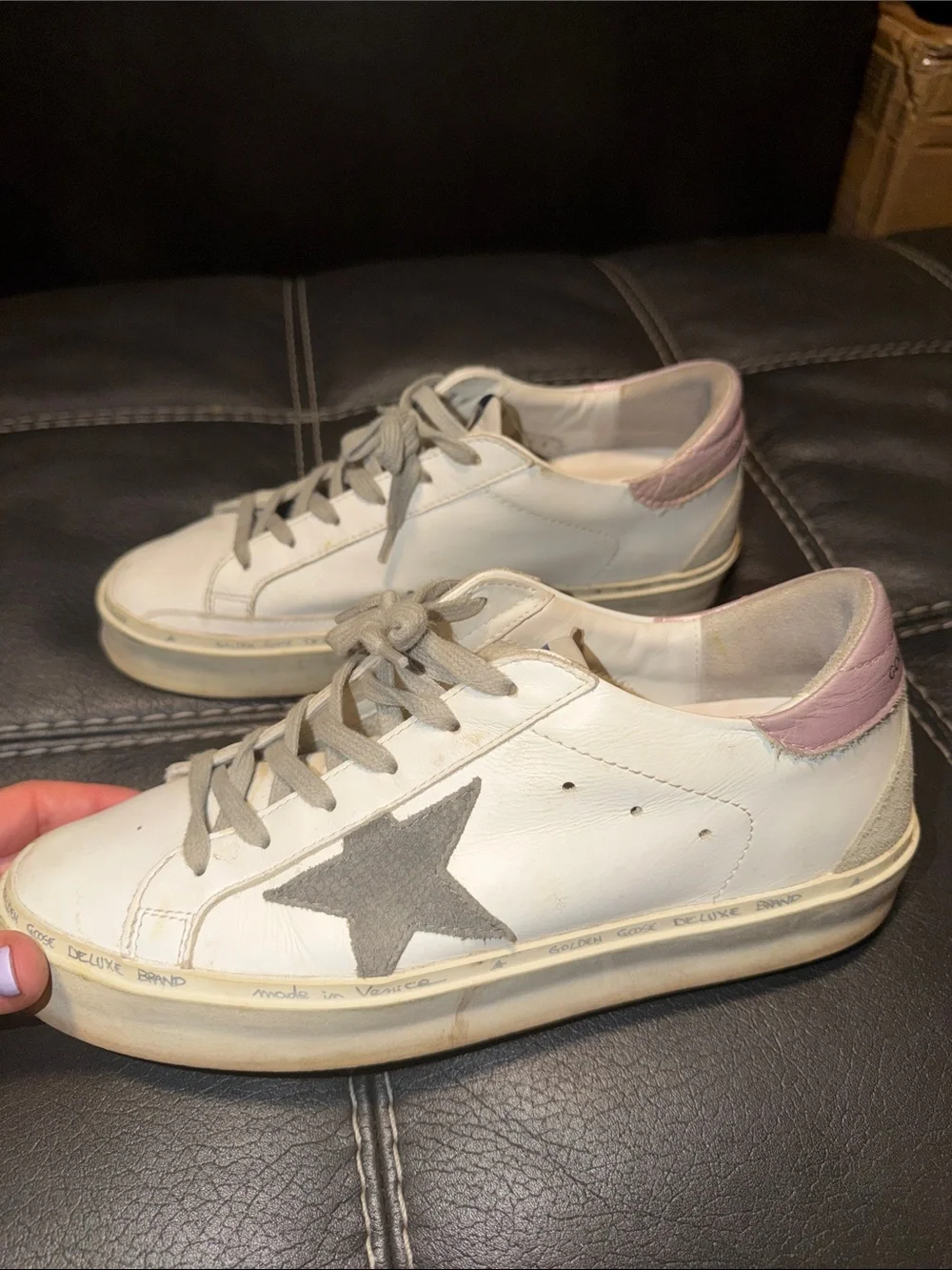 Golden Goose White Sneakers with Pink Metallic Heel Tab